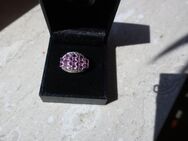 Pink Ceylon-Saphir-Silberring 925er Sterling Silber mit Topas Weiß Größe 17 Juwelo - Niddatal
