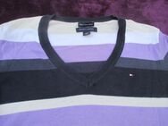 NEU * Edel * klassisch * Streifen * Color Blocking * Baumwolle * V- Ausschnitt * Feinstrick * Pullover "TOMMY HILFIGER" Gr. 36- 38/ S * dunkel- blau * lila * flieder * violett * veilchen * cremè- beige * weiß * - Riedlingen