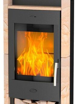 Fireplace Kaminofen Santiago Sandstein, 6,0 kW, Zeitbrand, Tee- und Holzfach