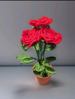 Blumen für Muttertag Geburtstag 3 Rosen in Topf Strauss NEU Handarbeit - Hanau (Brüder-Grimm-Stadt) Mittelbuchen
