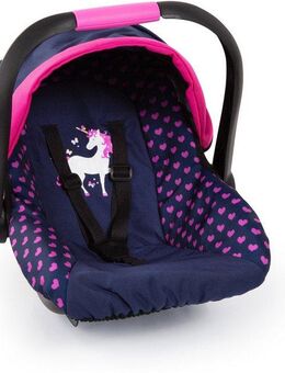 Bayer Puppen Autositz blau/pink Einhorn, mit Dach