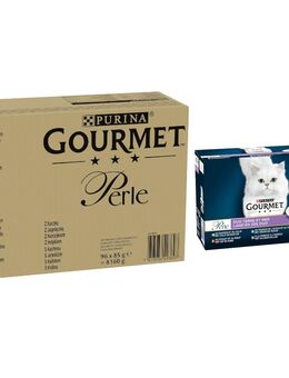 96 x 85 g Jumbopack Gourmet Perle + 12 x 85 g Gemischte Auswahl gratis! - Ente, Lamm, Huhn, Truthahn in Sauce