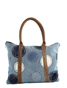 COLLEZIONE ALESSANDRO Schultertasche Patchwork, aus Jeansstoff mit Leder Henkel