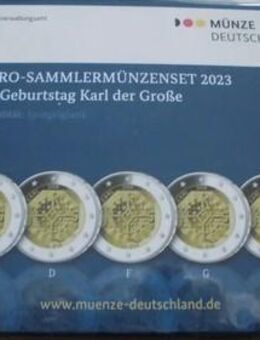 5 x 2 Euro Gedenkmünzen BRD 2023 "1275.Geburtstag Karl der Große" A-J, PP, OVP - Büren