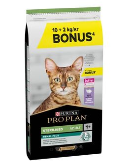 2 kg gratis! 12 kg PURINA PRO PLAN Sterilised Adult Renal Plus - Truthahn