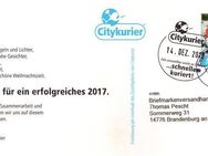 Citykurier: MiNr. KE 25, 14.12.2016, "Neujahr 2017", Satz, echt gelaufen - Brandenburg (Havel)