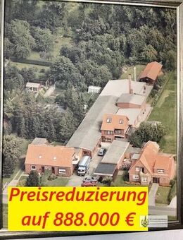 2 Wohnhäuser auf 2.609 m² Grdstk. + 800 m² Gewerbehalle + Büro mit Garagen/Carport + Holzhaus/Sauna - Nordenham
