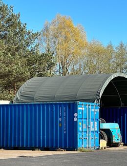 Container Überdachung mit PVC Plane - weiß - 36m² - Warenlager - Lagerhalle - Holz/Stroh/Heu - Tierstall - Gewerbe - Unterstand - Auto/Boot/Traktor - Hamburg