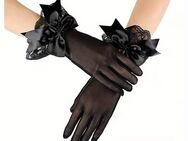 Schwarze Satin Spitzenhandschuhe Vintage kurze elegante Handschuhe Hochzeit Brautkleid Handschuhe - Marl Zentrum