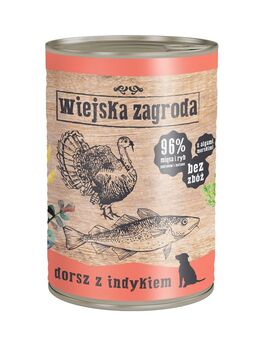 Wiejska Zagroda Dog 12 x 400 g - Kabeljau mit Truthahn