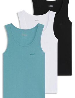 BOSS Tanktop 3P RibClassic BOSS ONE x David Beckham Ton in Ton Stickerei auf der Brust
