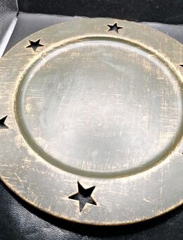 Weihnachtsteller Metall Sterne verziert Messing Durchmesser 24cm - Essen