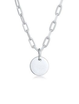 Elli Kette mit Anhänger Plättchen Coin Gliederkette Trend 925 Silber