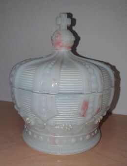 Milchglas Pressglas Dose, Eisernes Kreuz , Reichsadler - Eisenberg (Bayern)