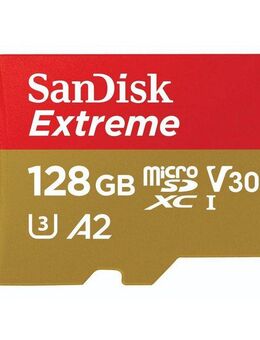 Sandisk microSDXC Extreme Speicherkarte (128 GB, Video Speed Class 30 (V30)/UHS Speed Class 3 (U3)