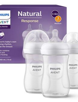 Philips AVENT Babyflasche Natural Response SCY903/03, 3 Stück, 260ml, ab dem 3. Monat