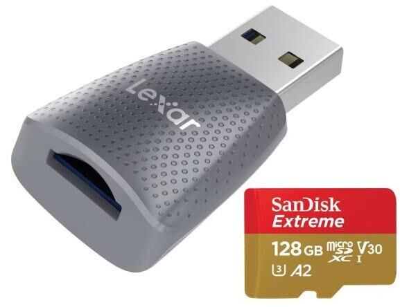 Speicherkartenleser Lexar MicroSD Laufwerk, USB 3.0 Typ A, SanDisk Extreme MicroSDXC 128GB mit einer Datenübertragung von bis zu 160MB/s, inkusive SD-Adapter - Fürth