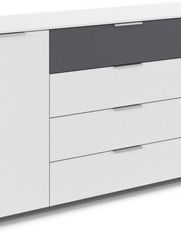 rauch Kombikommode Sideboard Türkommode Schubladenkommode Kommode ASTANA (Breite 160 cm / Höhe 81 cm, mit 4 Einlegeböden), 2-türig, 4 geräumige Schubladen, Kantengriff Alufarben MADE IN GERMANY