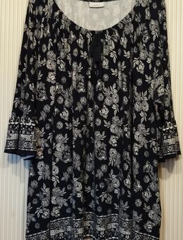 Bluse / Tunika Yessica bunkelblau - weiß Gr. 56/58 - Kerken