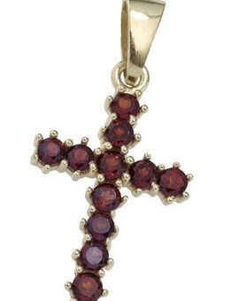 JOBO Kreuzanhänger Anhänger Kreuz, 333 Gold mit Granat