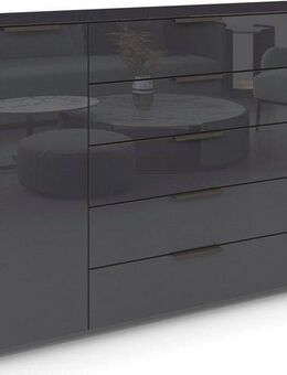 rauch Schubkastenkommode Kommode Türkommode Sideboard Kombikommode FLIPP mit Glasfront (Breite 160/180 cm mit 4 Einlegeböden), 2-türig, 5 Schubladen, Soft-Close, Oberboden und Front Glas, 2 Breiten