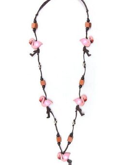 COLLEZIONE ALESSANDRO Lange Kette Flamingo, kleine Holzflamingos