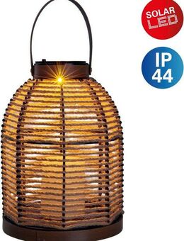 näve LED Solarleuchte Korbinian, LED fest integriert, Warmweiß, Schnurbespannung, Haltegriff, unbeleuchtete Dekokerze, H: 29cm