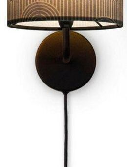 Paco Home Wandleuchte Luca Pillar, ohne Leuchtmittel, Stofflampe Rund Wandleuchte Mit Stecker Wohnzimmer Flur Vintage Retro