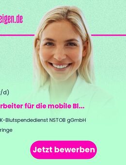 Mitarbeiter (m/w/d) für die mobile Blutspende Springe (Quereinsteiger (m/w/d) willkommen) - Springe