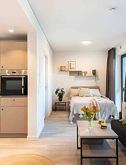 URBAN BASE: Vollmöbliertes 1-Zimmer-Large-Apartment mit EBK, TERRASSE, ALL-IN-MIETE, UVM. am Rheinufer - Düsseldorf