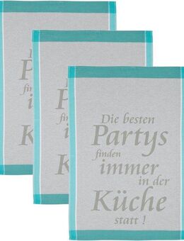 ROSS Geschirrtuch Die Besten Partys finden immer in der Küche statt, (Set, 3-tlg), Sprüchetuch, aus 100% Baumwolle