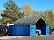 Container Überdachung mit PVC Plane - weiß - 36m² - Warenlager - Lagerhalle - Holz/Stroh/Heu - Tierstall - Gewerbe - Unterstand - Auto/Boot/Traktor - Hamburg