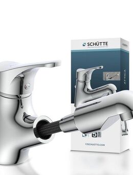 Schütte Waschtischarmatur Attica (Set) mit herausziehbarer Brause und Zugstange, Wasserhahn, Mischbatterie