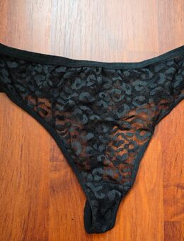 Höschen Tanga Slip Leo Look schwarz Unterwäsche - Henneberg