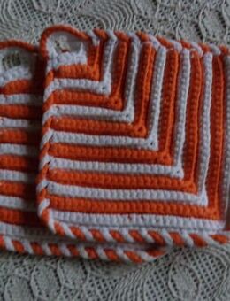 Topflappen, Handarbeit, im Vintage-Stil, weiß-orange - Hamburg