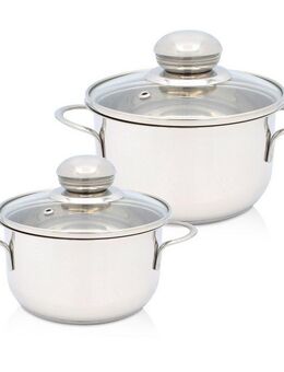 Krüger Topf-Set Saturn, Edelstahl (Set, 2-tlg., 1x Fleischtopf Ø 12 cm, 1x Fleischtopf Ø 14 cm, je mit Deckel), für Induktions-Kochfelder geeignet