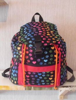 Rucksack bunte Pfötchen mit rot - Unna