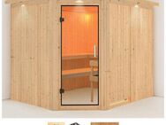 Karibu Sauna Marit, BxTxH: 245 x 210 x 202 cm, 68 mm, (Set) 9-kW-Ofen mit integrierter Steuerung