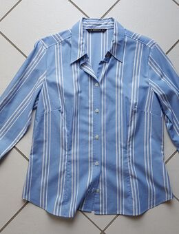Bluse eterna EXCELLENT Gr. 40 blau weiß ocker gestreift 100 % Baumwolle Brustweite 51 cm Taille 45 cm wie neu - Hamburg Wandsbek