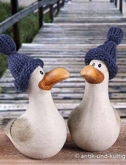 Tolle Möwe Hinnerk mit Pudelmütze maritime Dekoration 8x10 cm - 2-er Set - Berlin