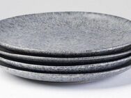Gipfelstück Dessertteller Moos'n'Stein, (4 St), Scandi-Style, glänzende Reaktivglasur, jedes Stück ein Unikat