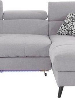 COTTA Ecksofa Mia L-Form mit 3 Zierkissen, wahlweise mit Bettfunktion, Bettkasten, Beleuchtung & Wireless-Charger