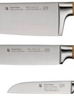 WMF Messer-Set Grand Wood (Set, 3-tlg., 1x Fleischmesser, 1x Gemüsemesser, 1x Kochmesser), 3-teilig, Olivenholzgriffe, Spezialklingenstahl, perfekt ausbalanciert