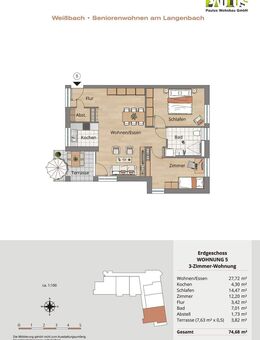Whg. 5 - helle und optimal-geschnittene 3-Zi-Whg. im EG mit Terrasse - Tag der Offenen Tür am 29.11.2025 - 13-16 Uhr - Weißbach (Baden-Württemberg)