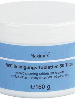 Maximex WC-Reinigungstabletten WC-Reiniger (Packung, [50-St. hochaktiv, stark gegen Urin, Kalk, Rost und Verfärbungen)