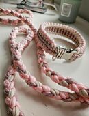 Paracord Hundeleine und Halsband Set in rosa beige Neu in 21220