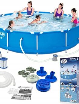 Runder Rahmenpool Bestway Steel Pro 56681 366x76 cm blau Pool mit Pumpe Sandfilter - Wuppertal