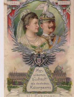 Relief-Postkarte zur silbernen Hochzeit des dt. Kaiserpaares - Salzwedel (Hansestadt) Zentrum