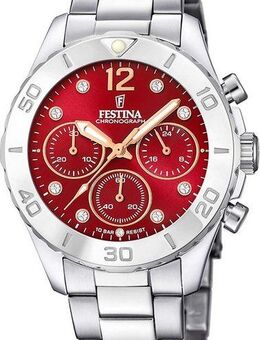 Festina Chronograph Boyfriend F20603/2, Armbanduhr, Quarzuhr, Damenuhr, Stoppfunktion, Edelstahlarmband
