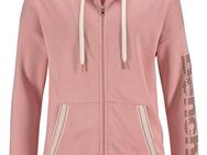 Bench. Kapuzensweatjacke mit gestreiften Bündchen und Glanzprint, Loungewear, Loungeanzug